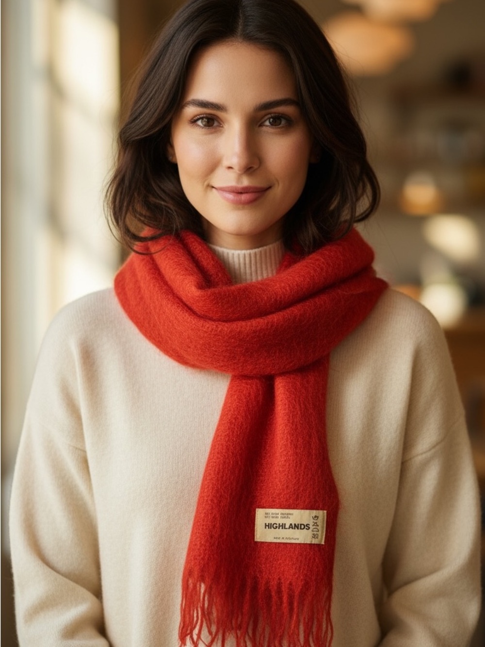 Red Mohair Blend Scarf